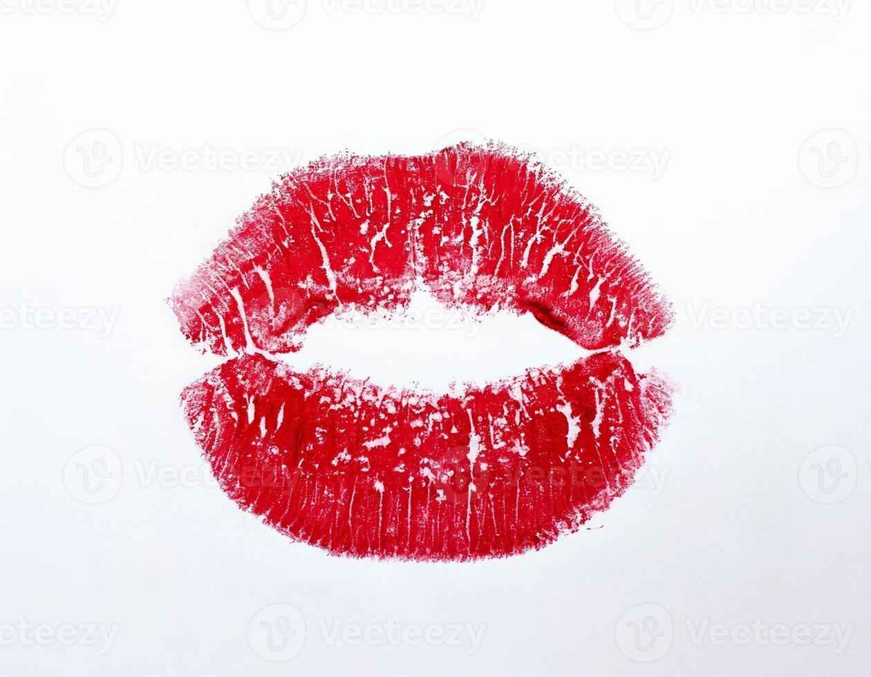 A Bold Red Lipstick Kiss Print on White Background Perfect for Valentine's Day or Romance Themed Designs photo