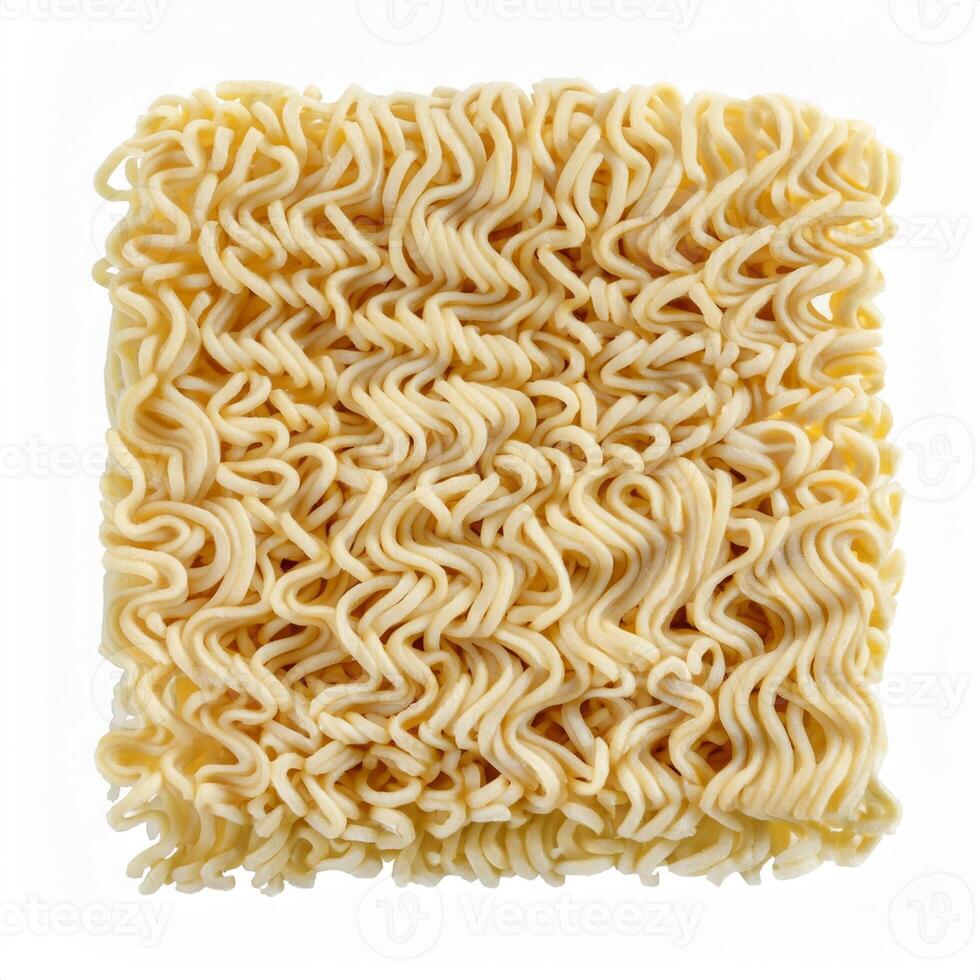 A Close Up Shot of Uncooked Instant Noodles Ready for Preparation Perfect for culinary blogs and recipe websites photo