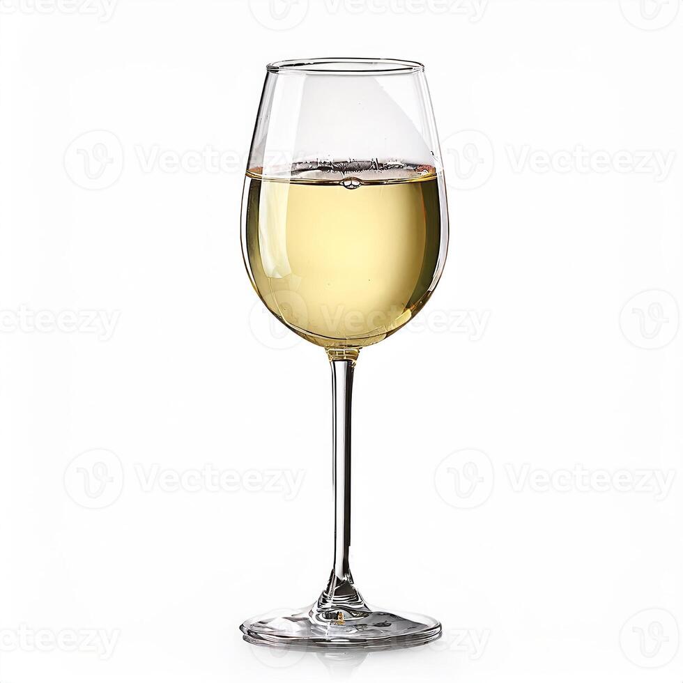 A Glass of Crisp White Wine on a White Background Perfect for Wine Lists or Restaurant Menus photo
