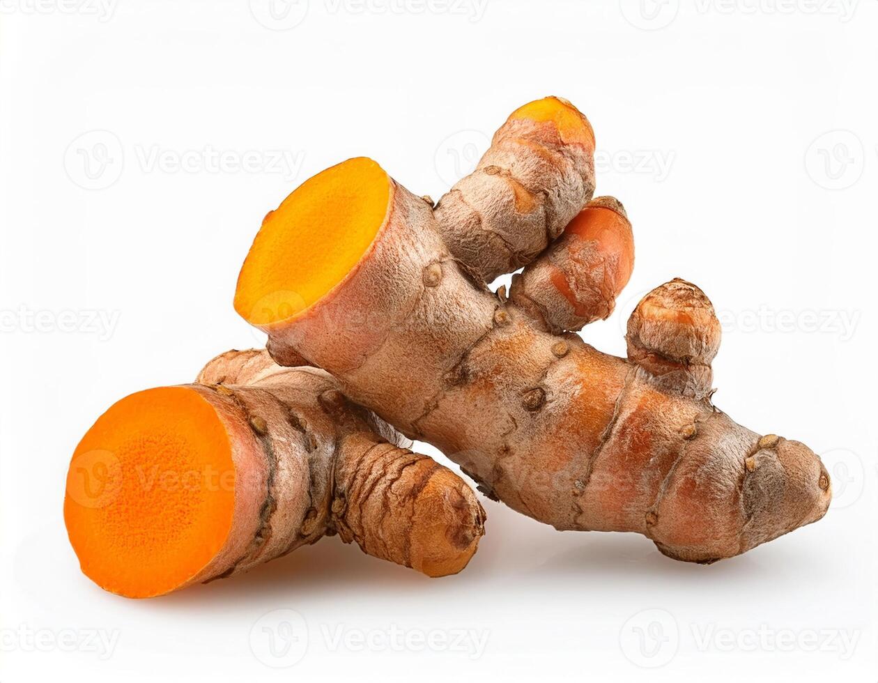 Fresh Turmeric Root Cut Showing Vibrant Orange Inside A Healthy Spice Ingredient photo