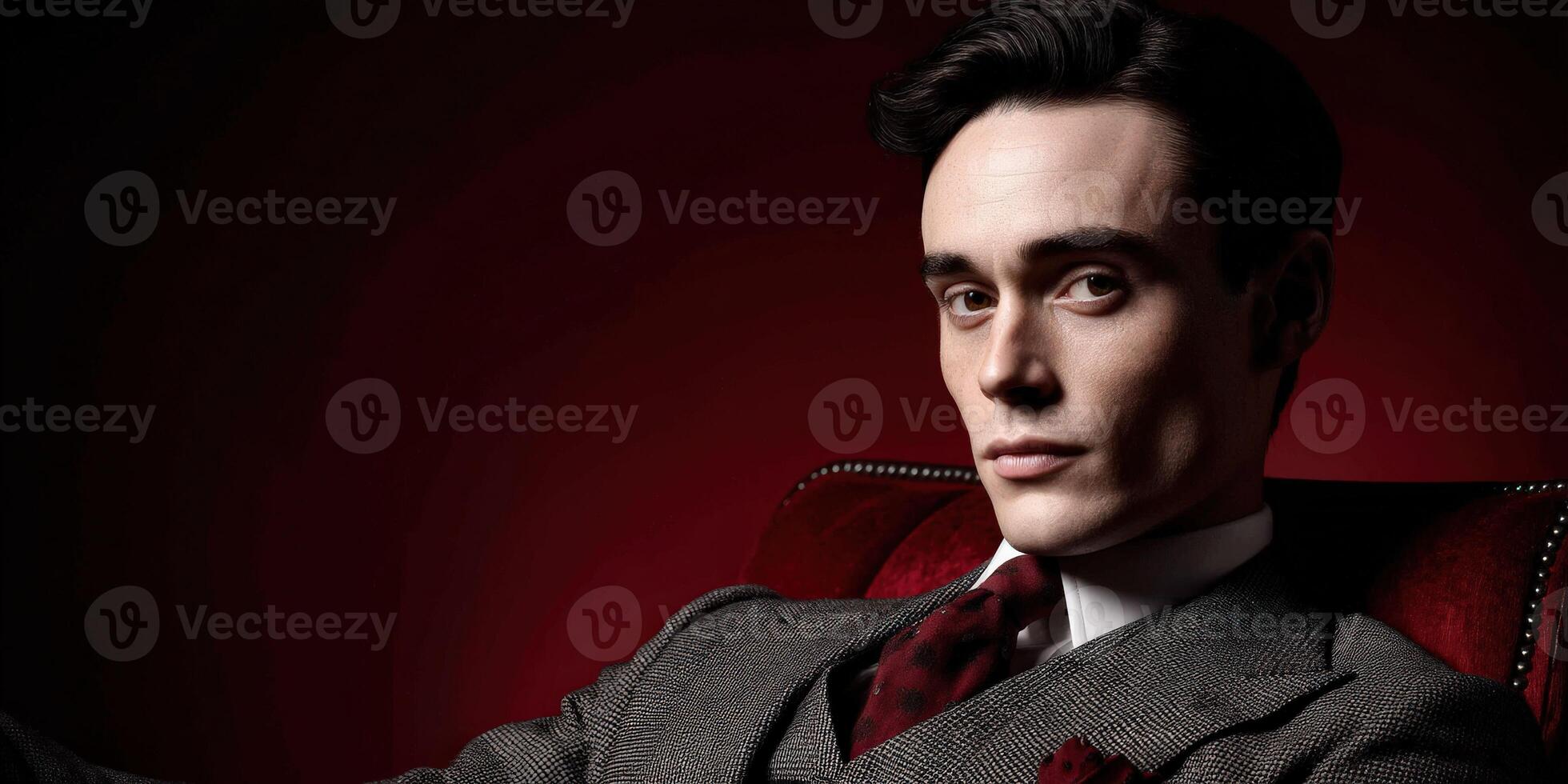 Stylish man in formal wear on a dark backdrop photo