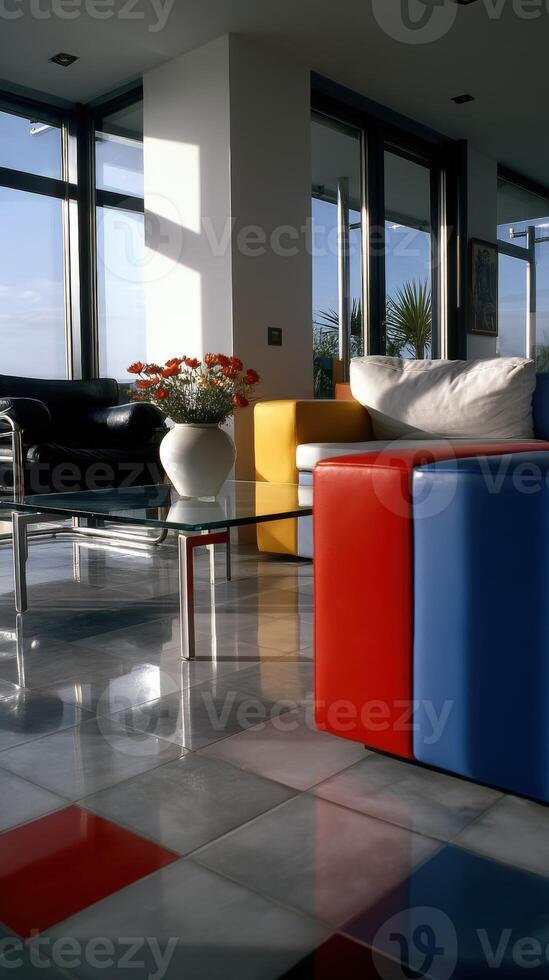 Modern interiors inspired by Bauhaus design in a contemporary space photo