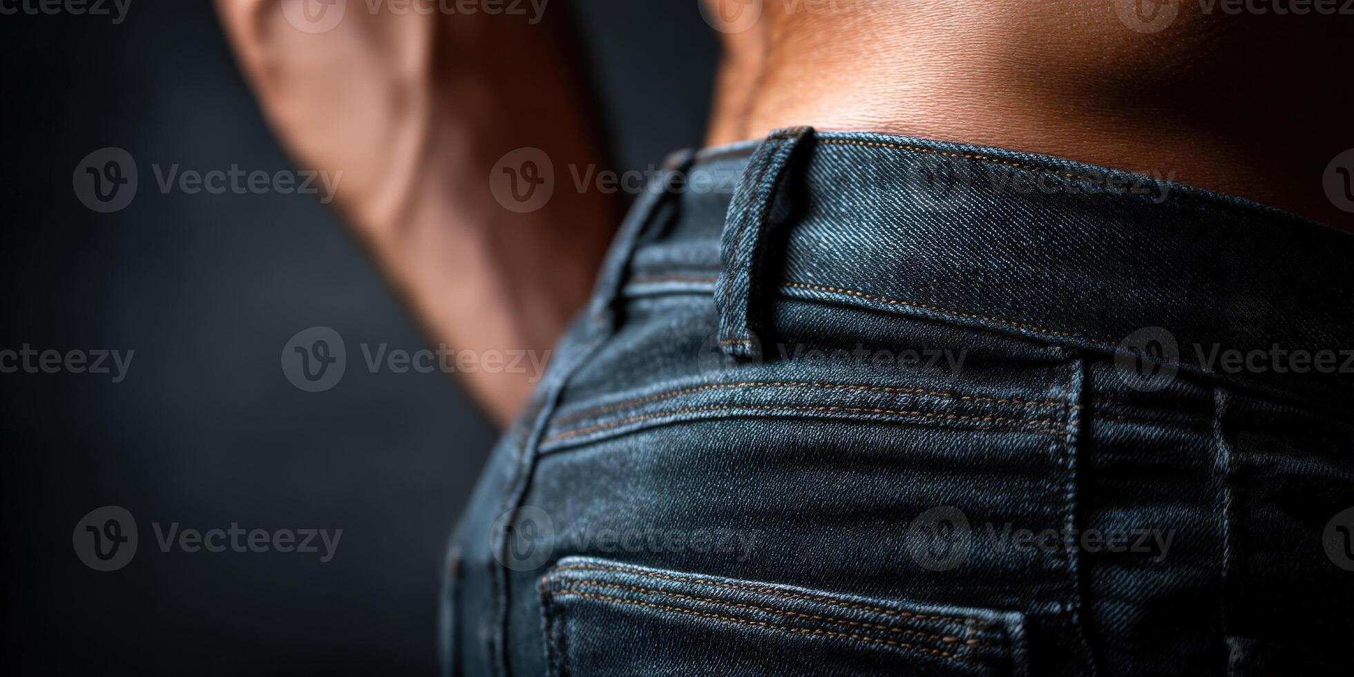 A man's backside is showing in a pair of jeans photo