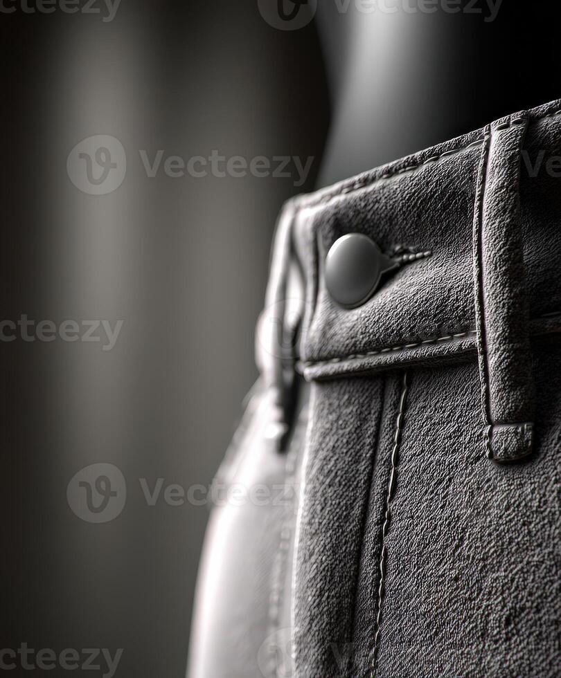 Close-up view of stylish jeans highlighting detailing and texture photo