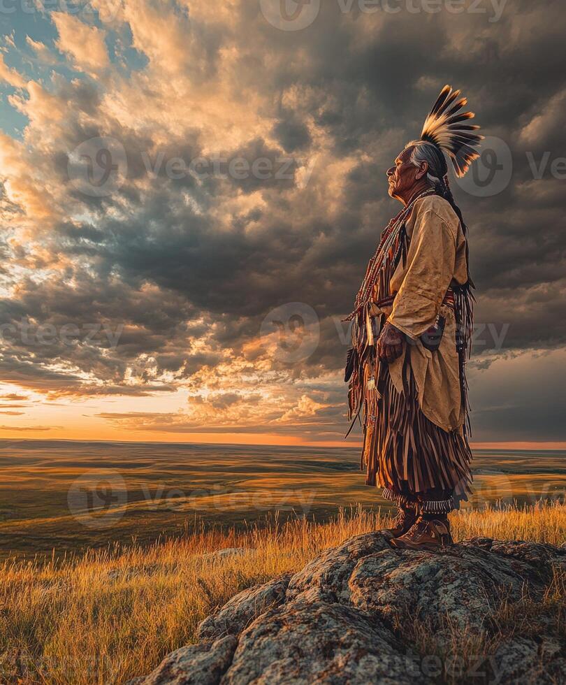 Standing proud at sunset on the plains photo