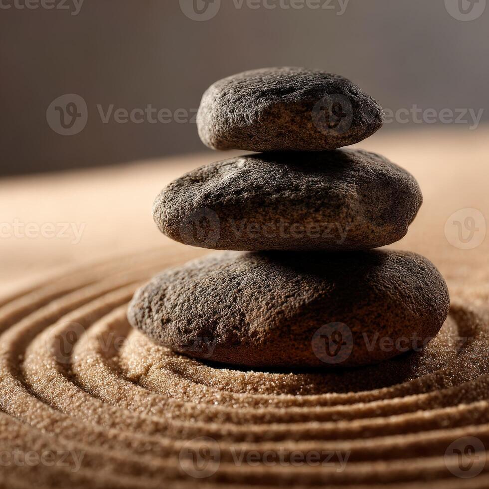 A stack of rocks sitting on top of a sand dune photo