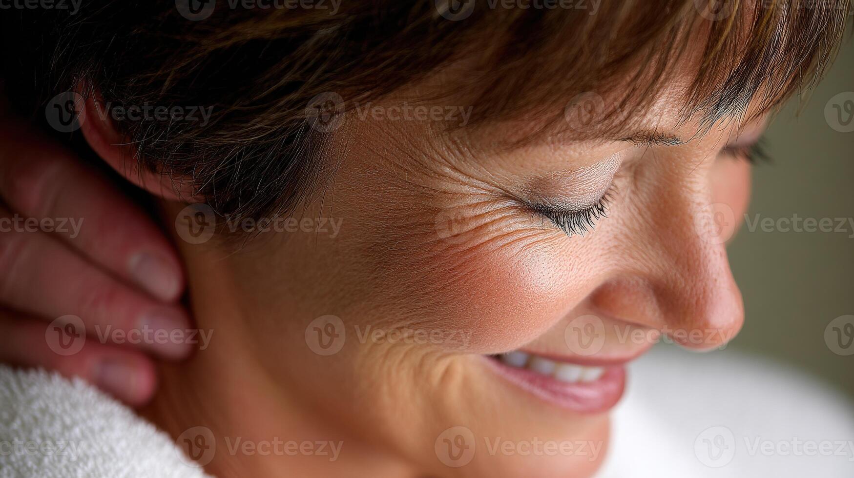 Woman enjoying a soothing massage in a calming indoor setting photo