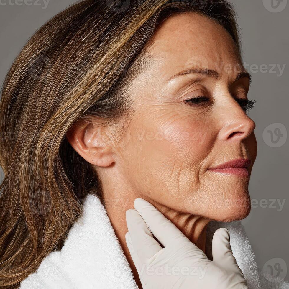 Skincare routine featuring facial treatment in a serene setting photo