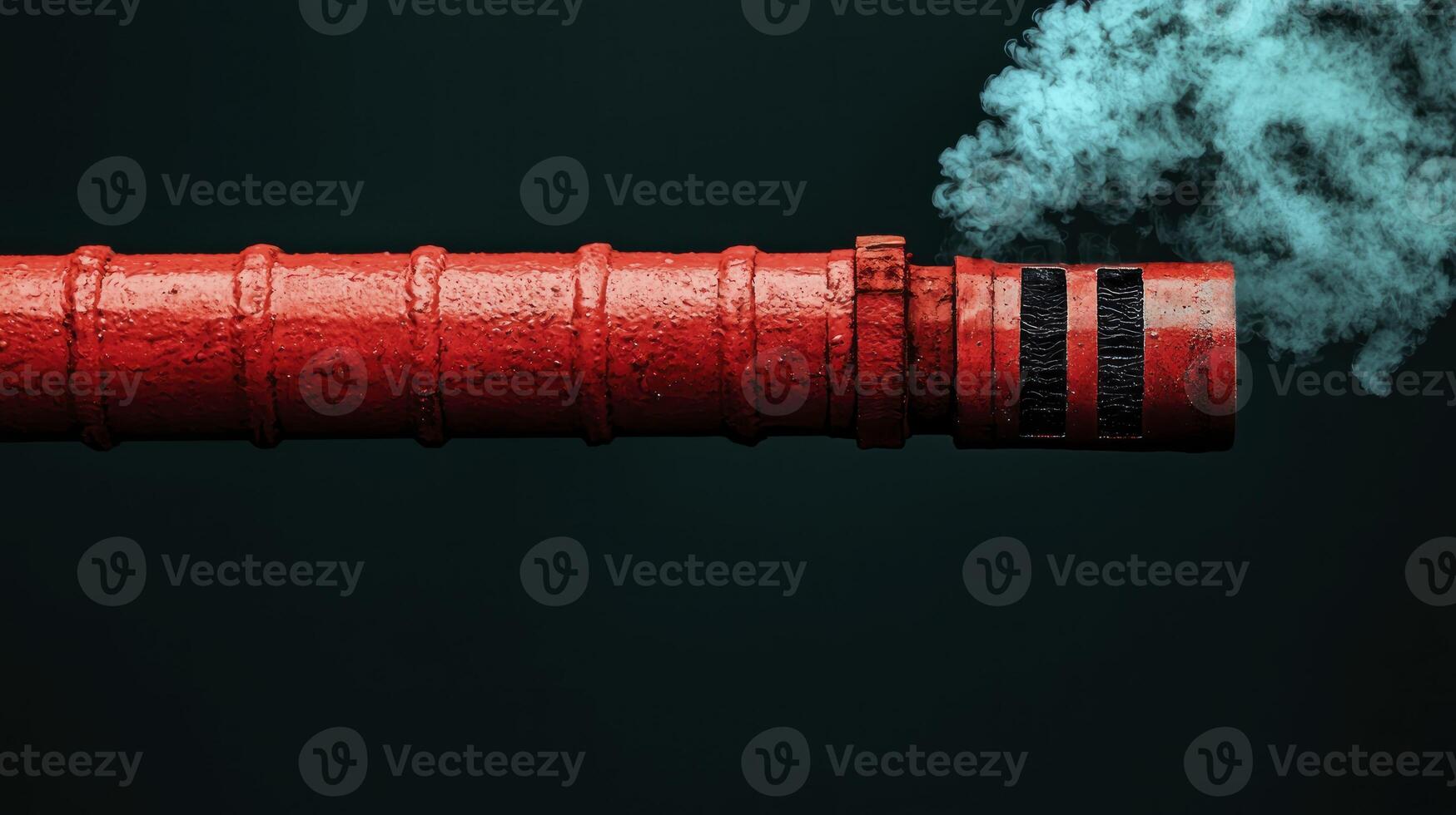 A red pipe with smoke coming out of it photo