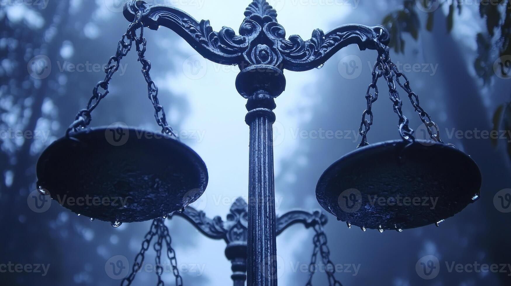 A scale with two balls on it in the fog photo