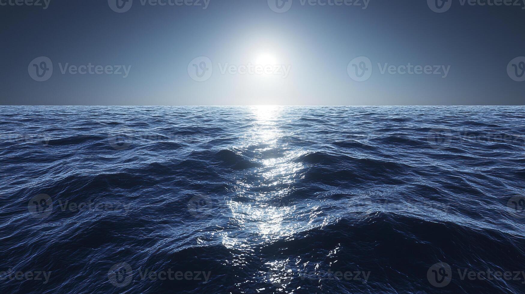 The sun is shining over the ocean in this image photo