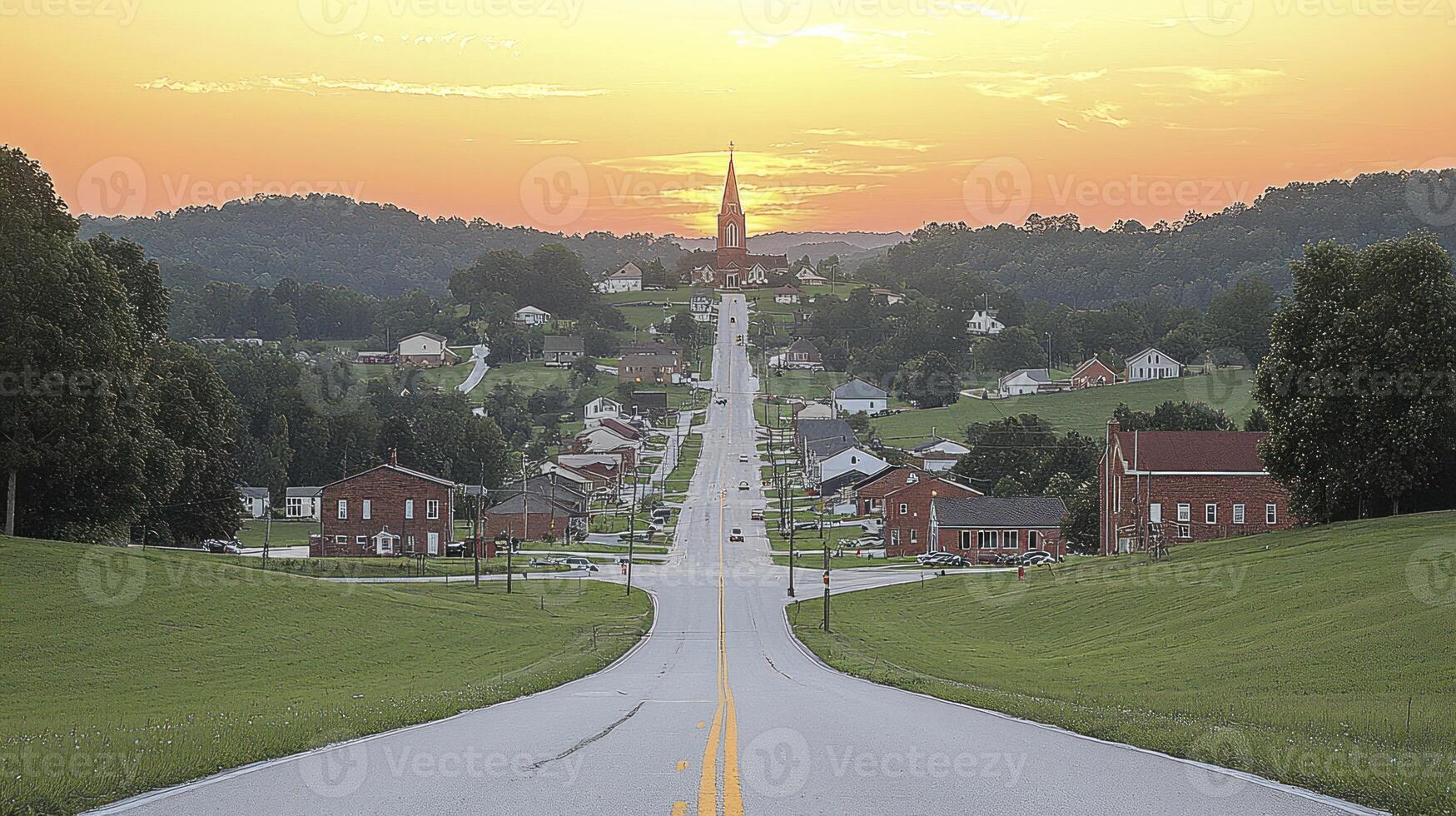 A road with a yellow line photo