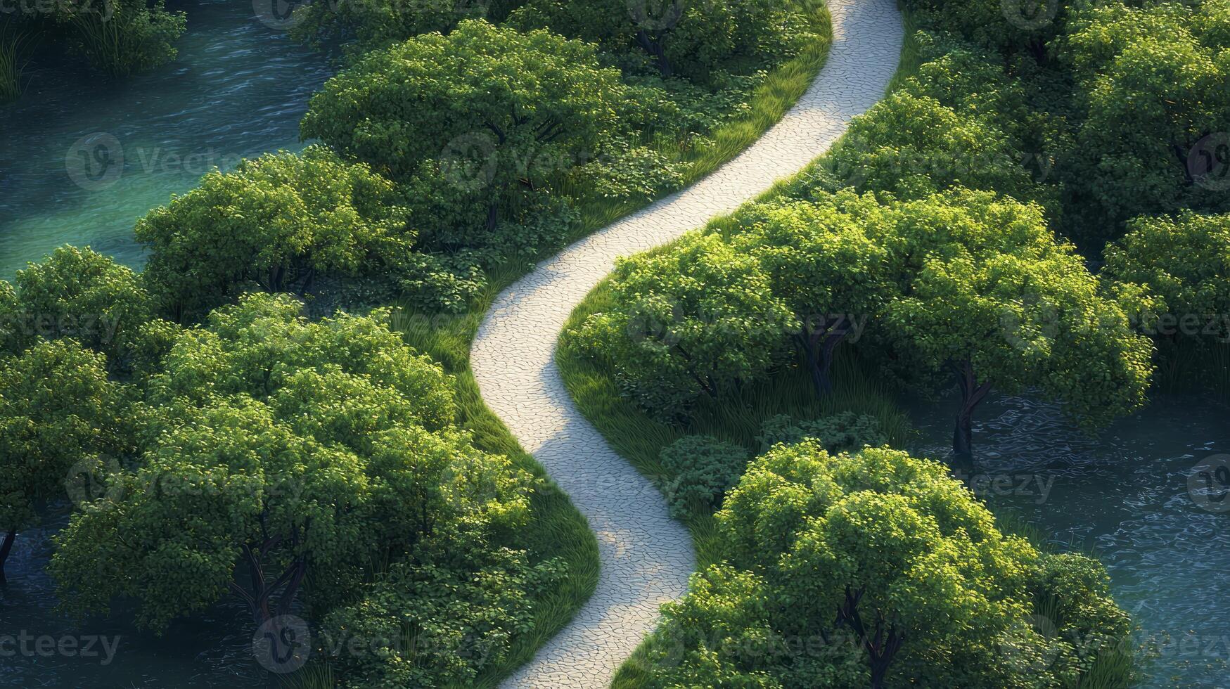 A path through a forest of trees photo