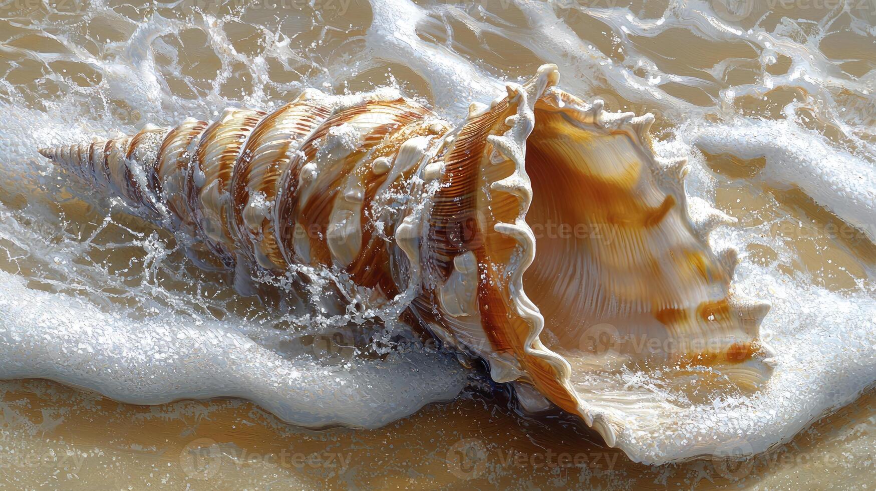 A conch shell on the beach photo
