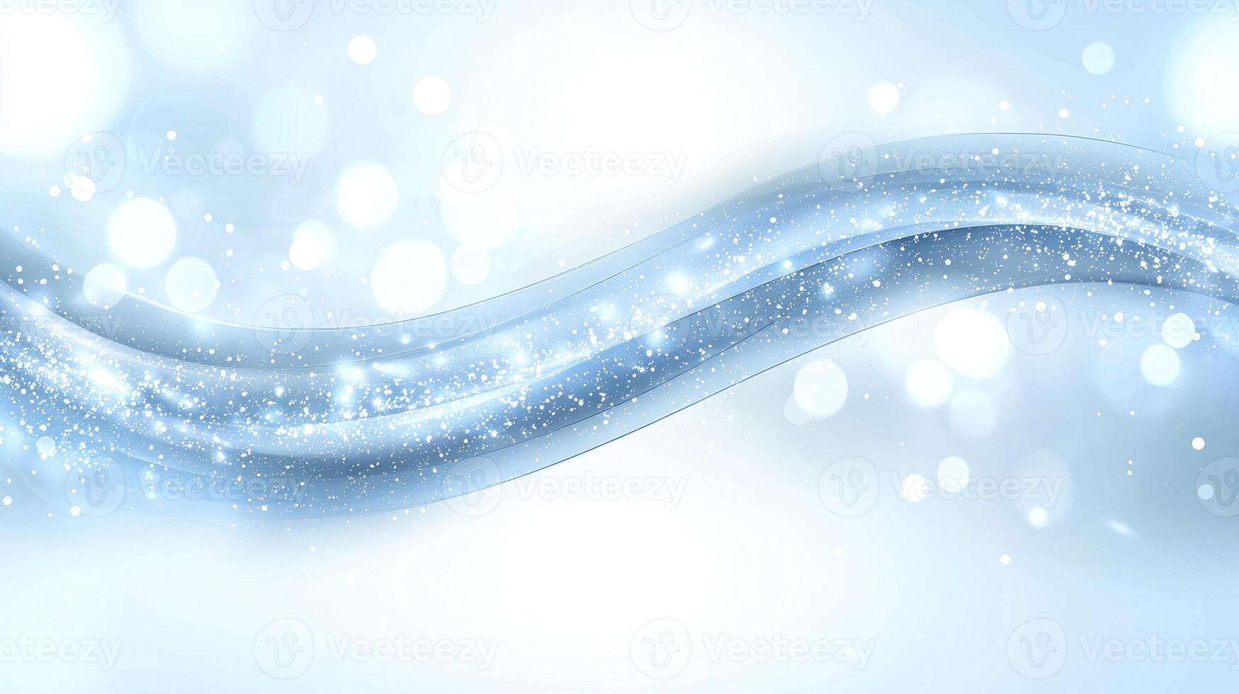 Abstract blue wave background with lights and bokeh photo