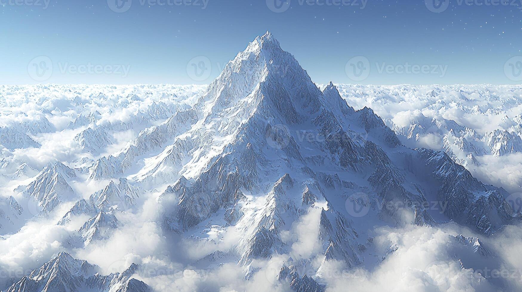 A mountain is seen in the clouds photo