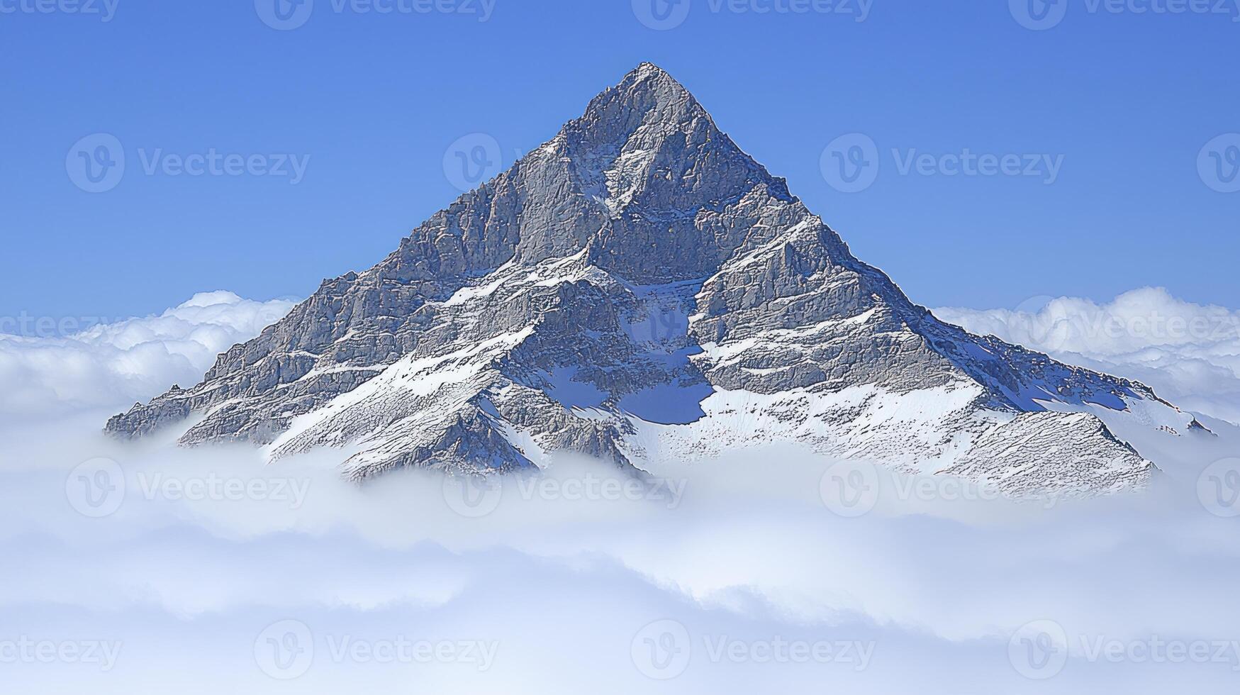A mountain covered in clouds photo