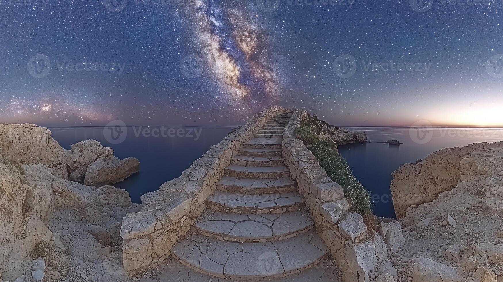 A stairway leading to the stars above the ocean photo