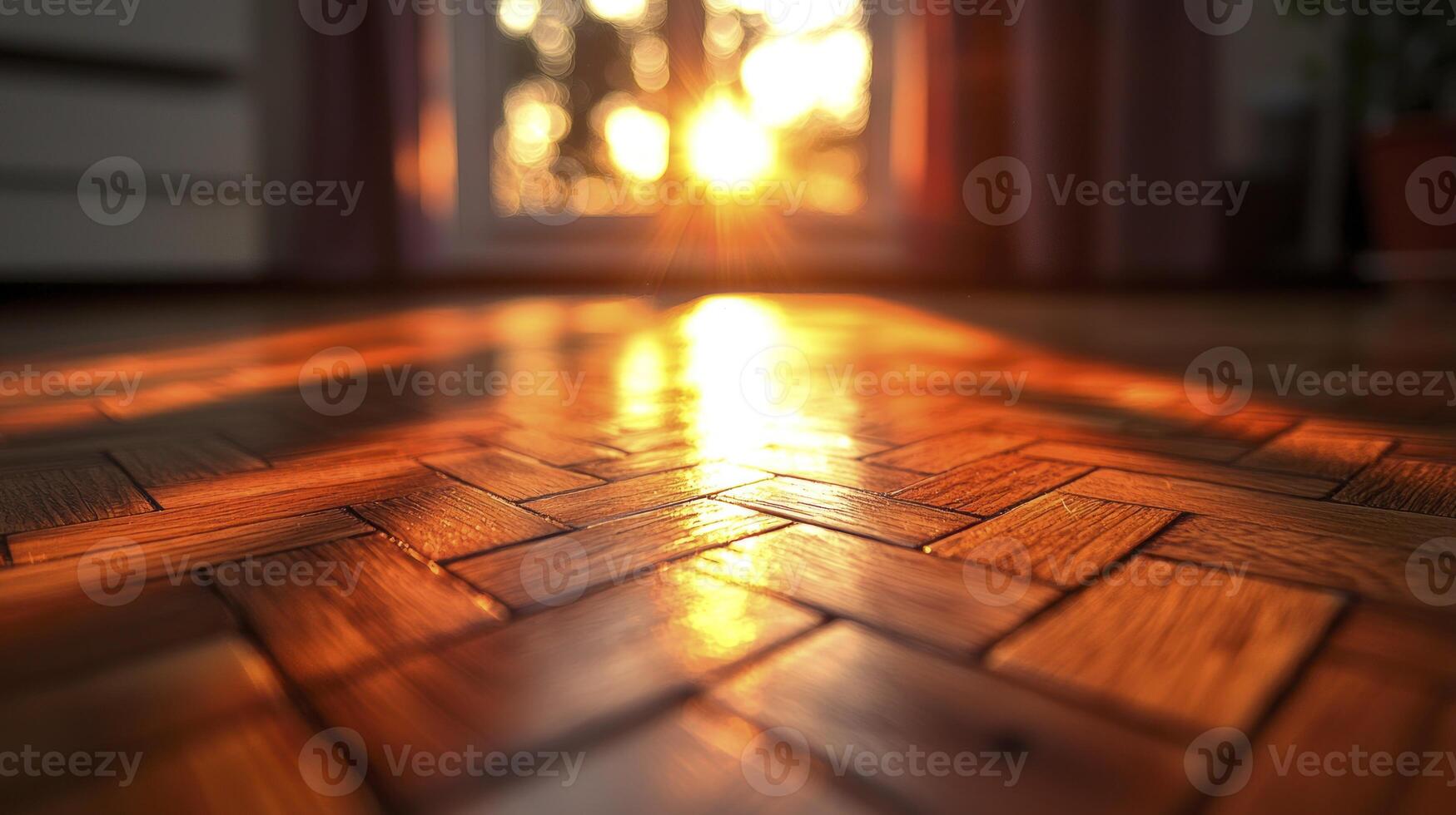 Sunlight shining through a wooden floor photo