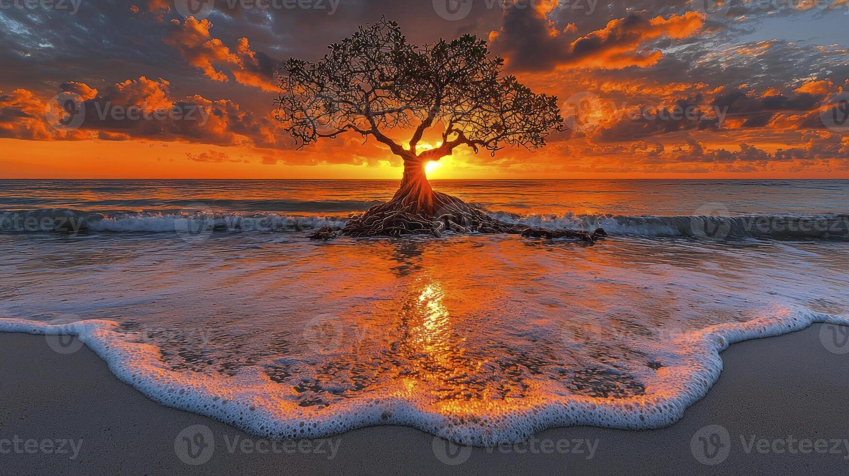 A tree on the beach photo