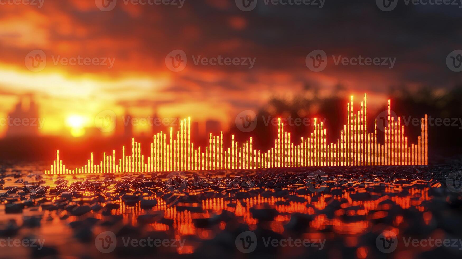 A graph with a city in the background photo