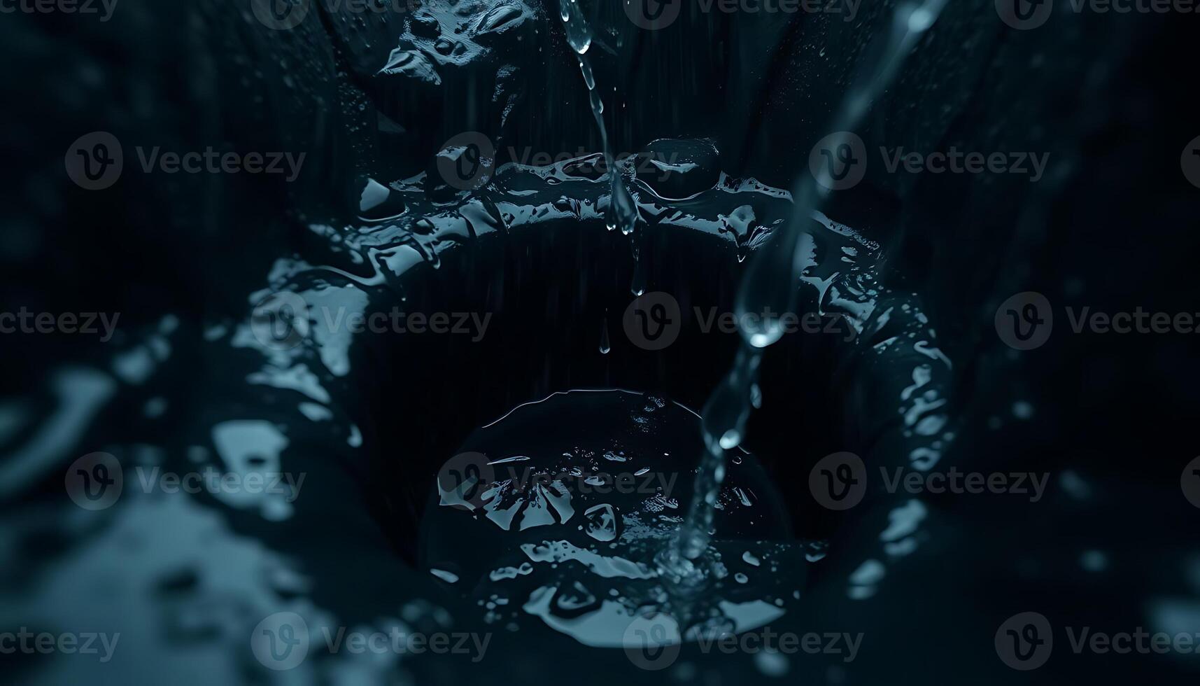 black and white photo of a sink with water coming out of it
