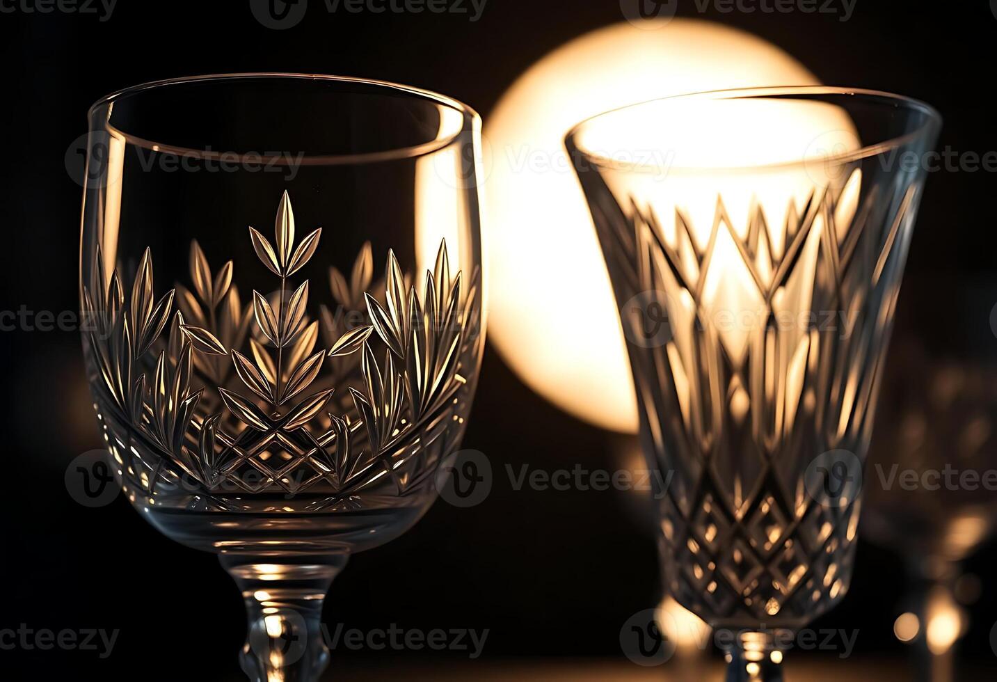 couple of wine glasses sitting on top of a table photo