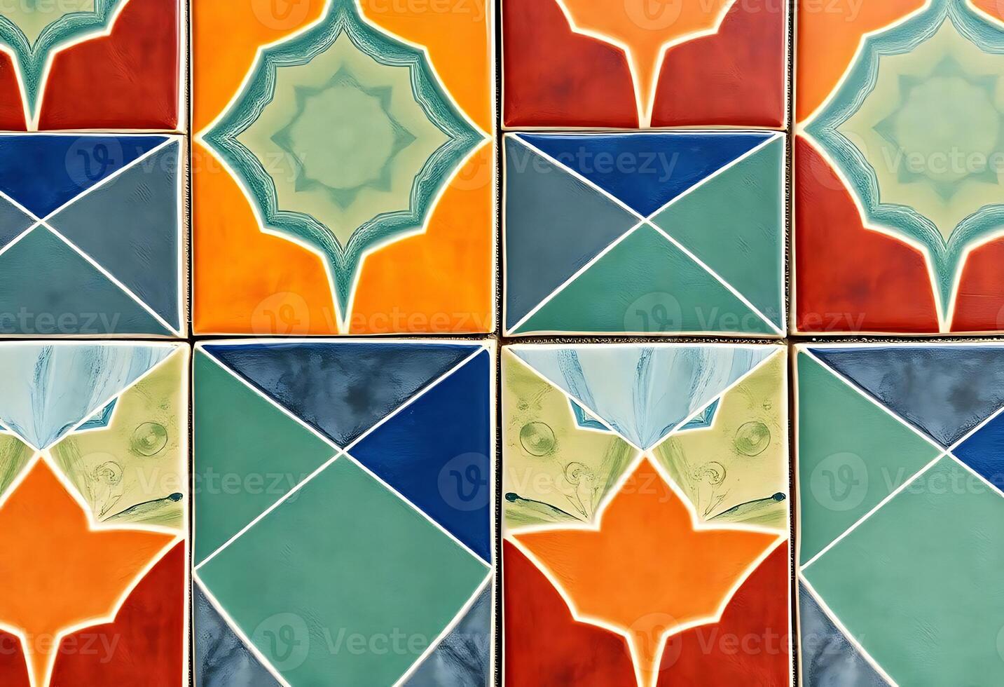 close up of a tiled wall with different colors photo