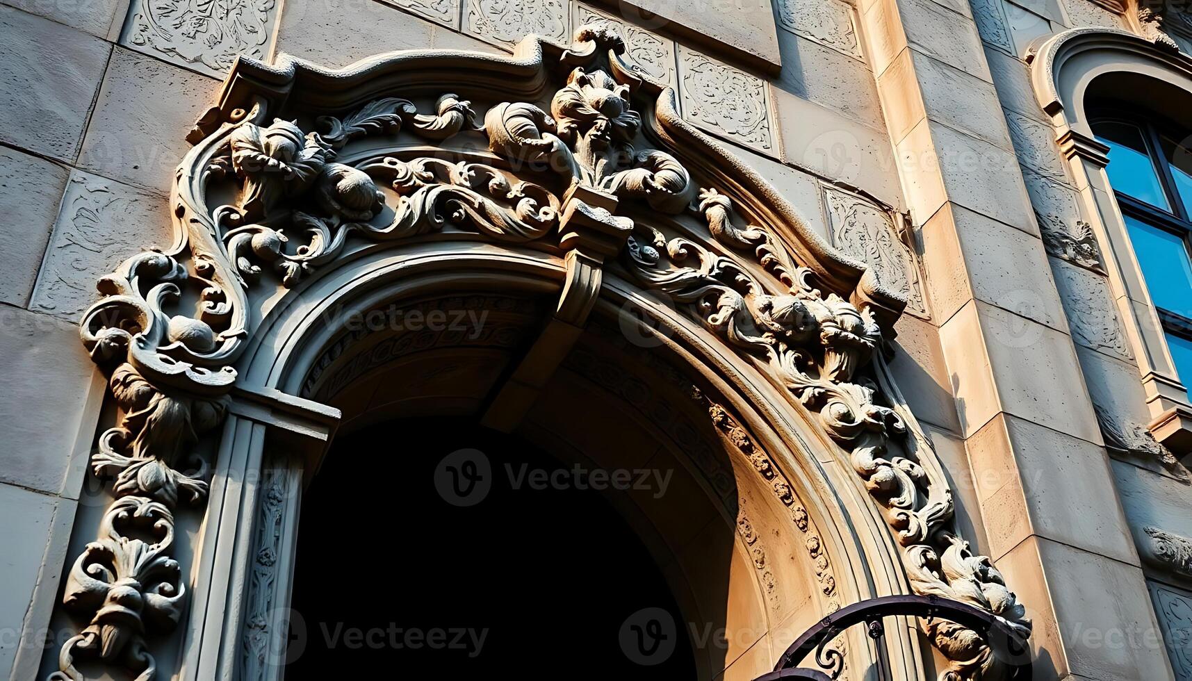 large building with a clock on the front of it photo