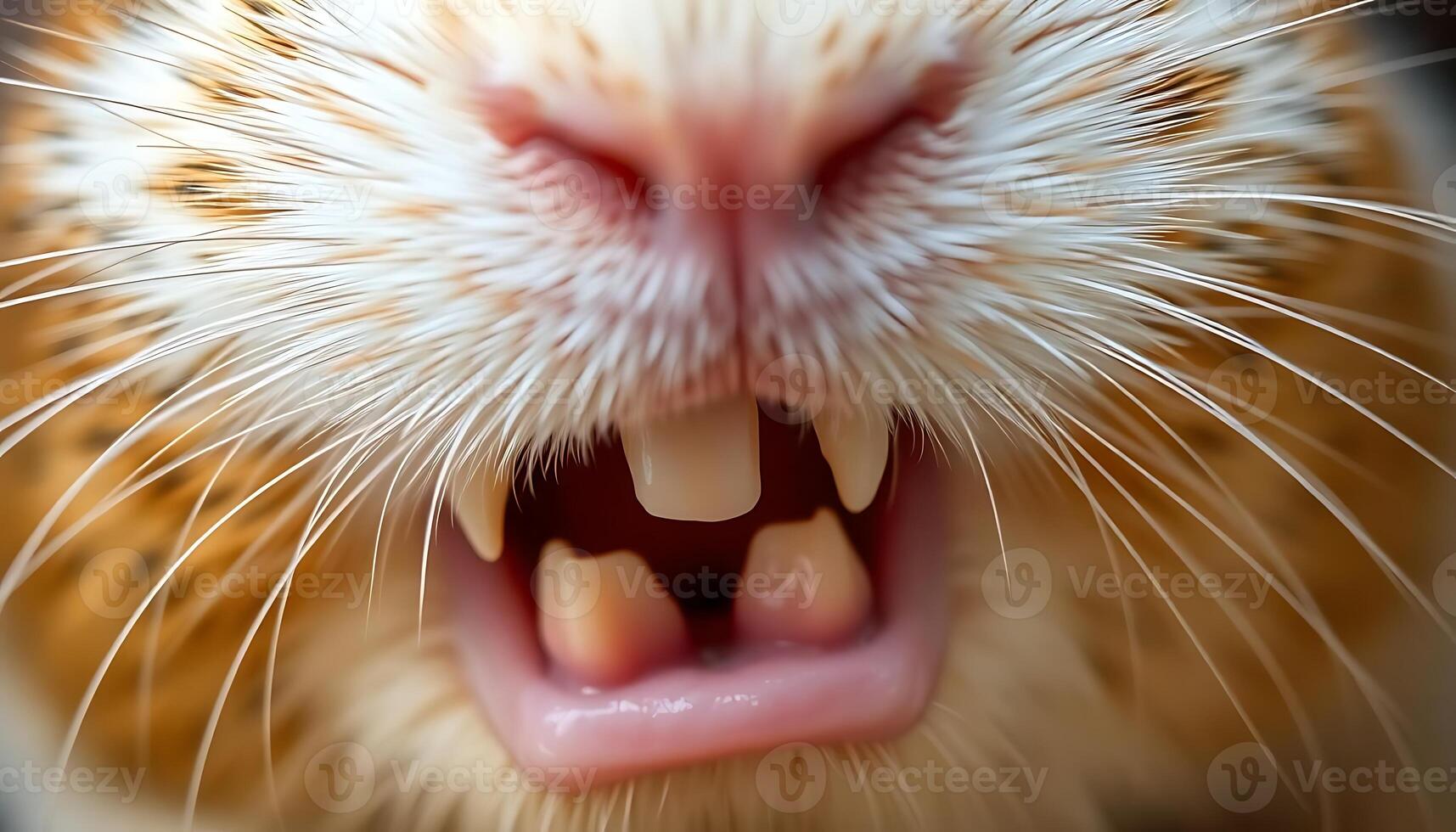close up of a cat with its mouth open photo