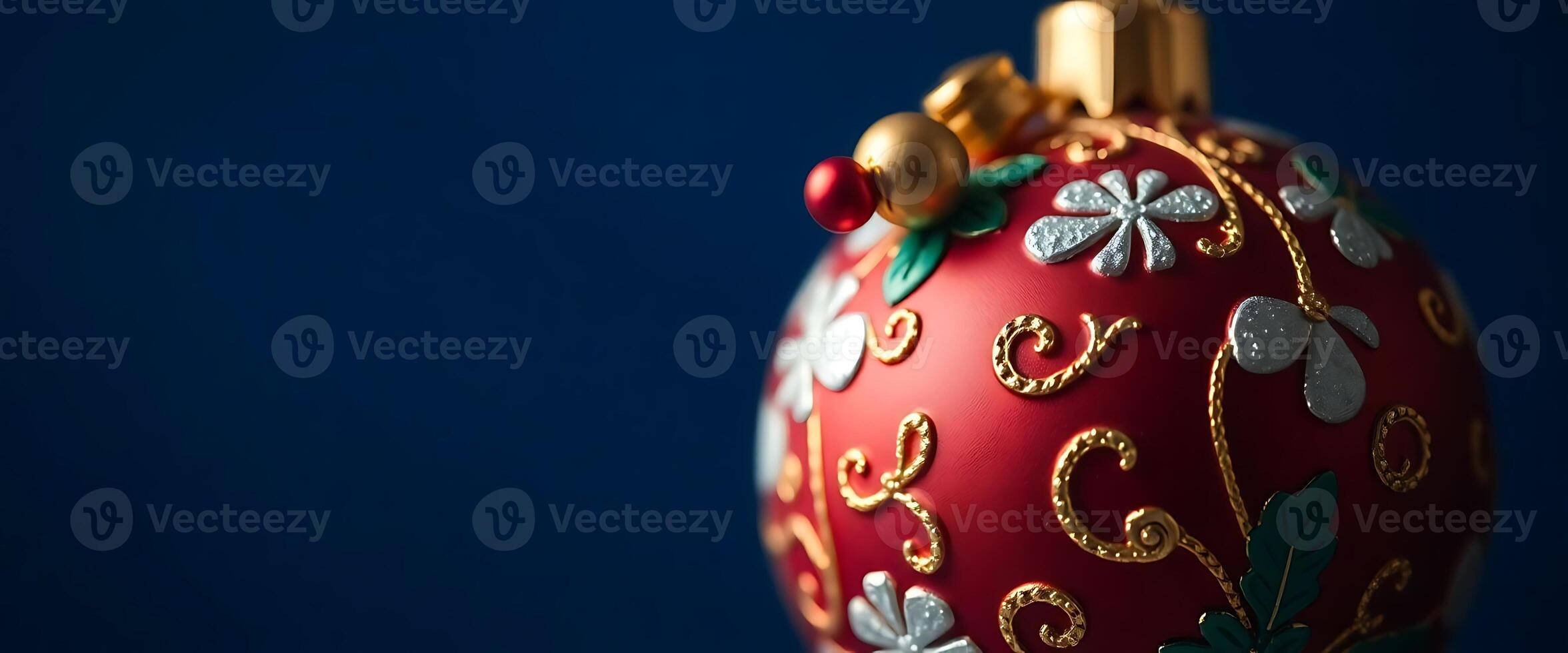 close up of a red ornament on a blue background photo
