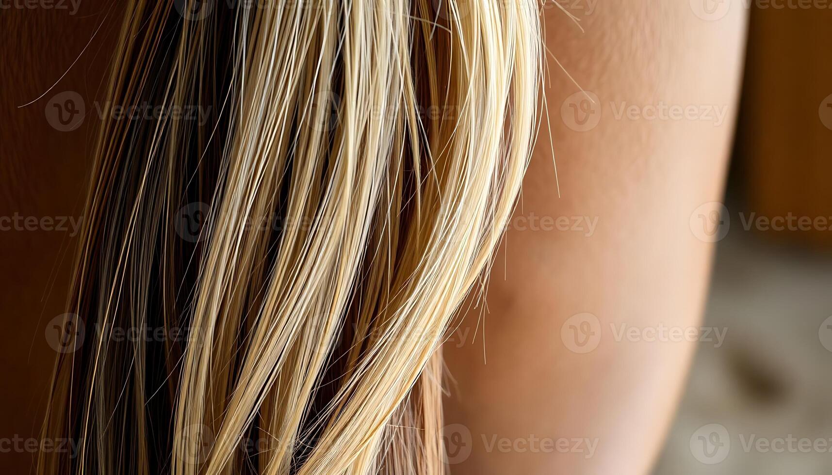 back of a woman's head with long blonde hair photo
