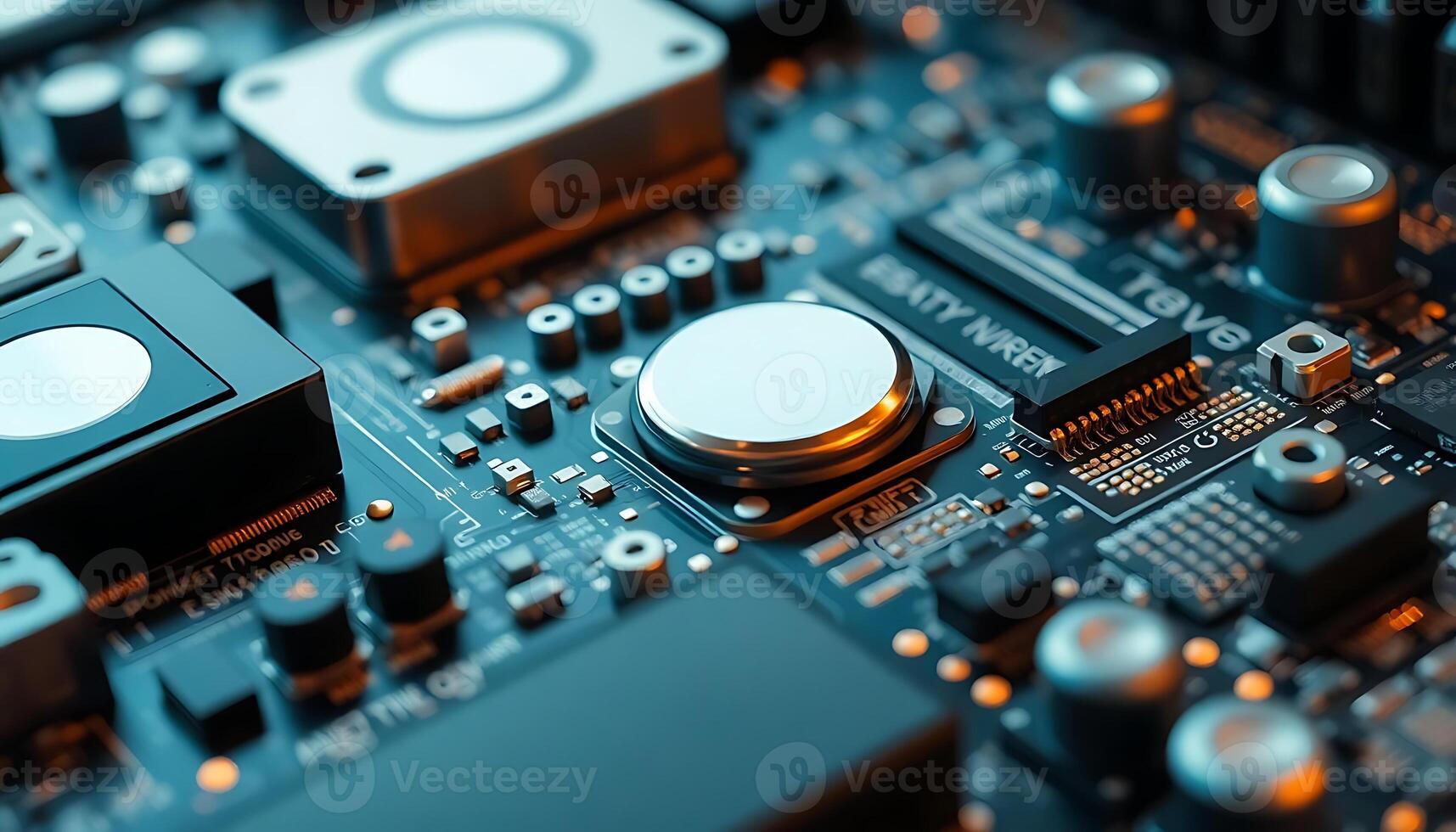 close up view of a computer motherboard photo