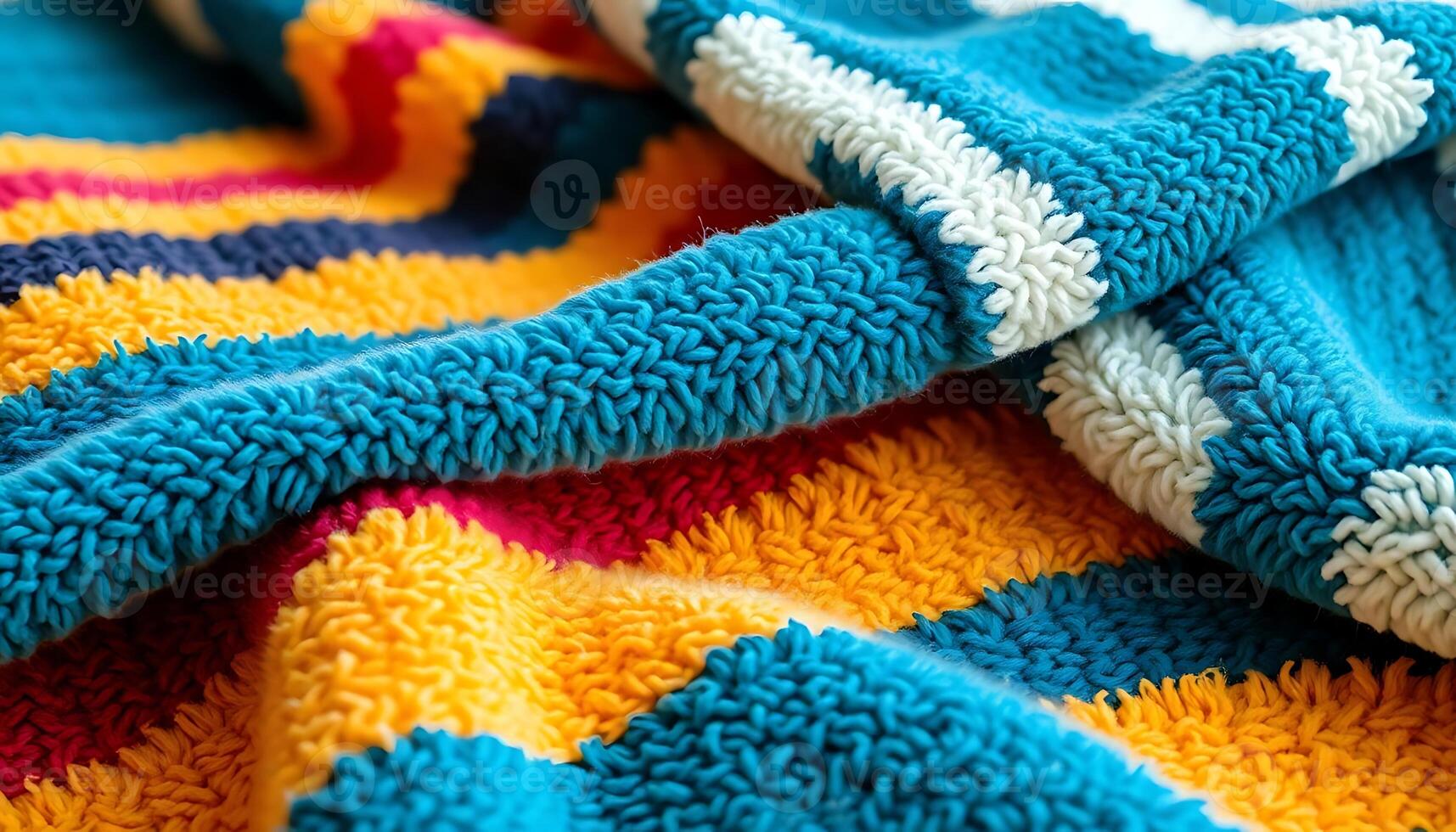 close up of a blue and yellow blanket photo