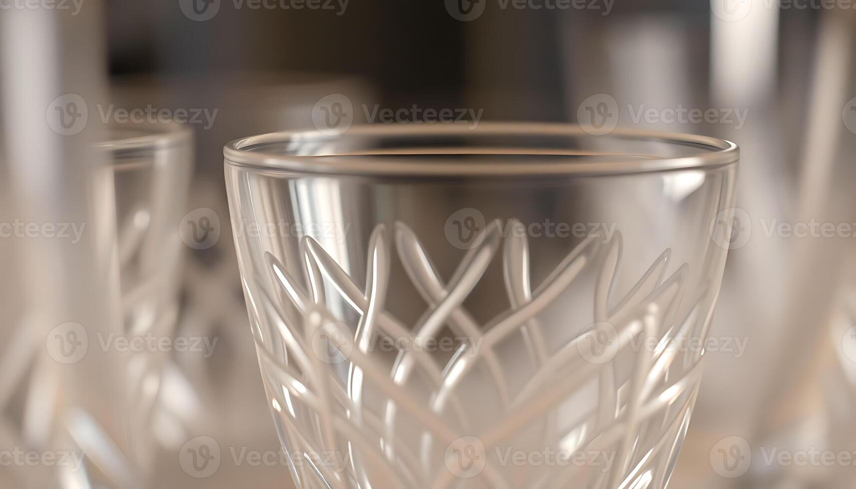 group of glass cups sitting on top of a table photo