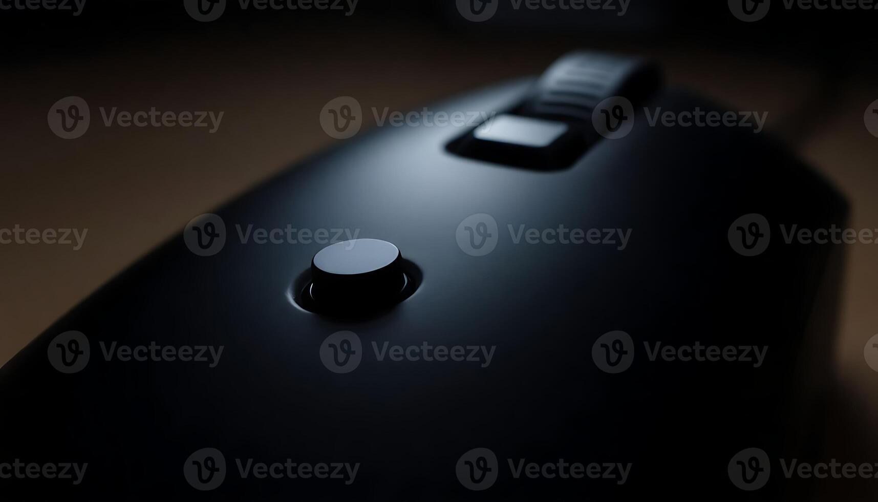 close up of a black computer mouse photo