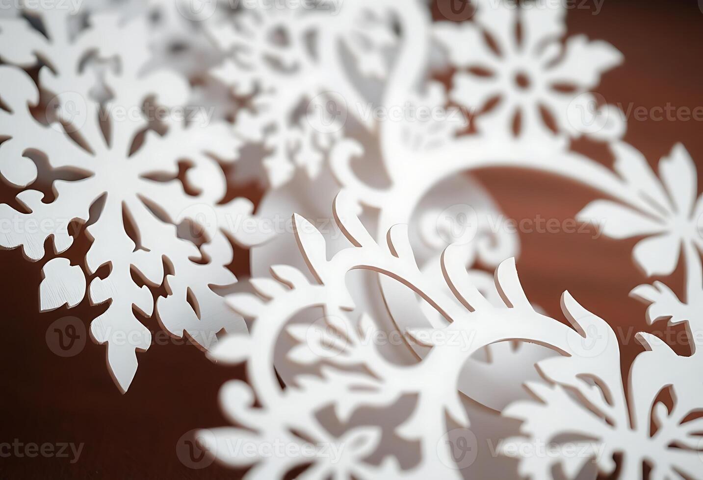 close up of a paper snowflake on a table photo