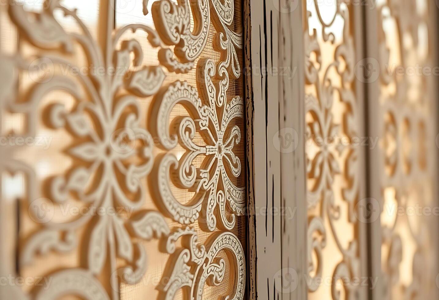 close up of a window with a curtain photo