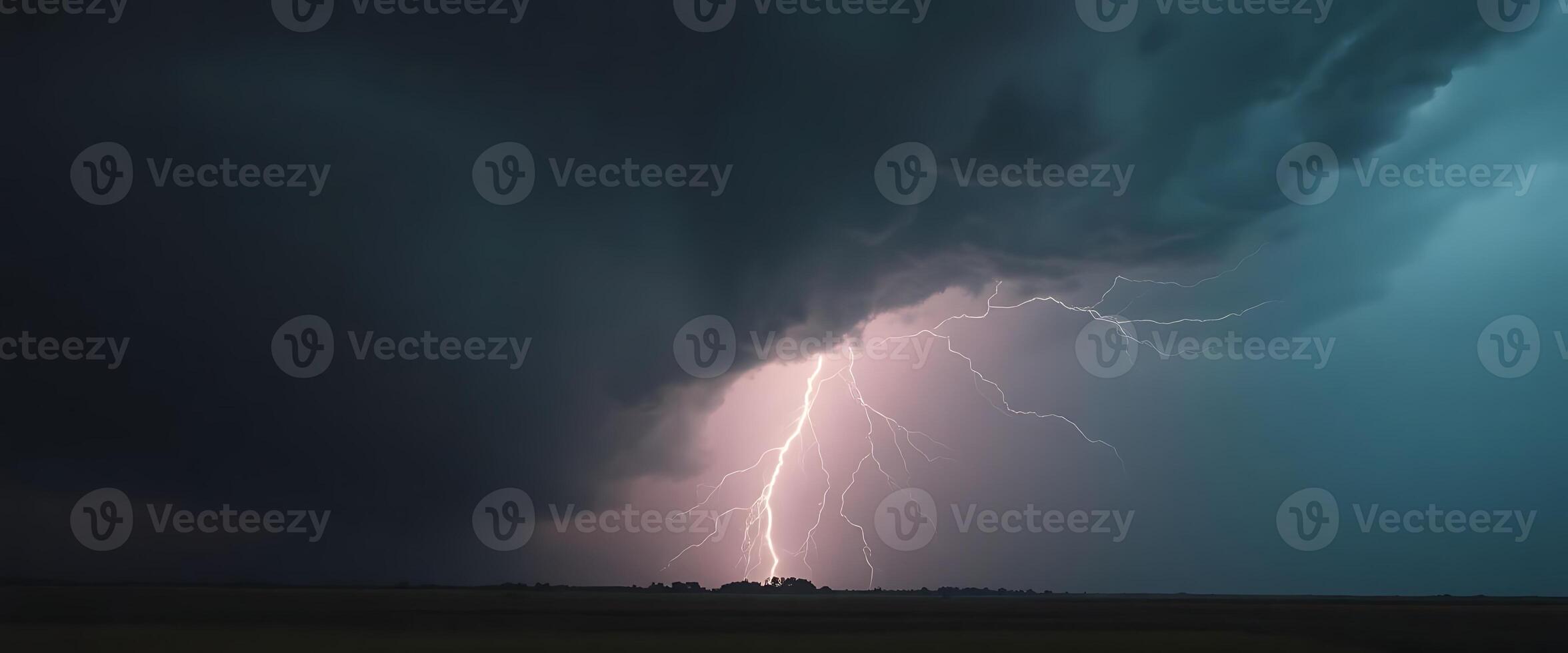 lightning bolt is seen in the sky above a field photo