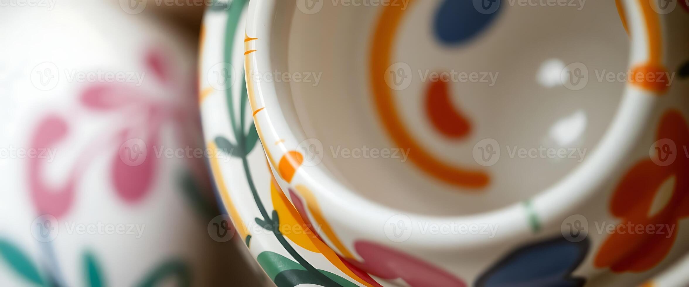 close up of a couple of bowls on a table photo
