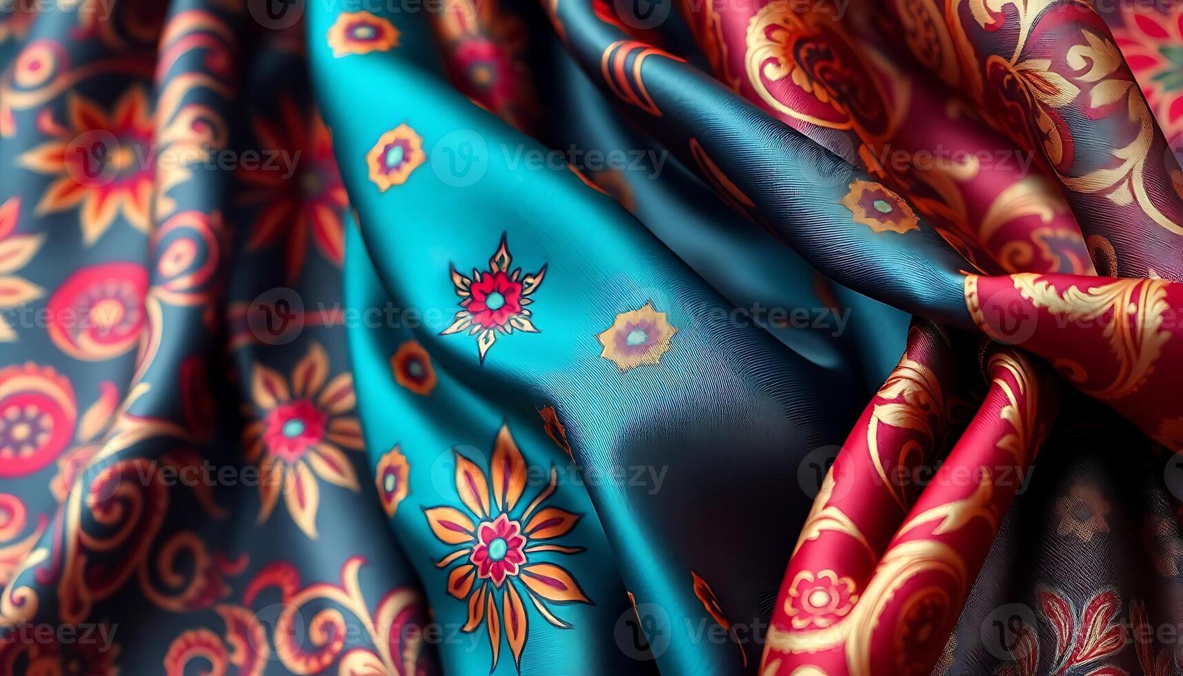 close up of a blue and red fabric photo