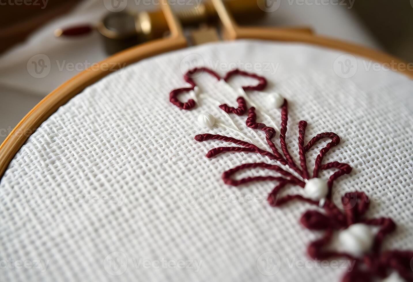 close up of a embroidery on a hoop photo