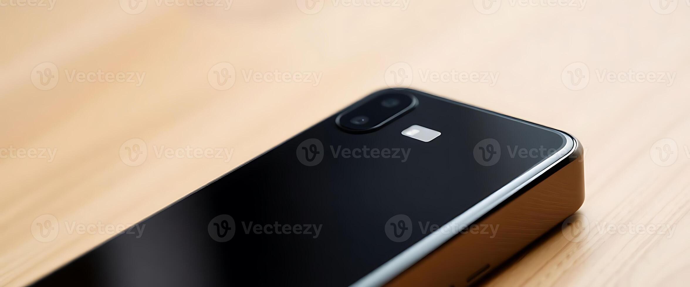 close up of a cell phone on a wooden surface photo