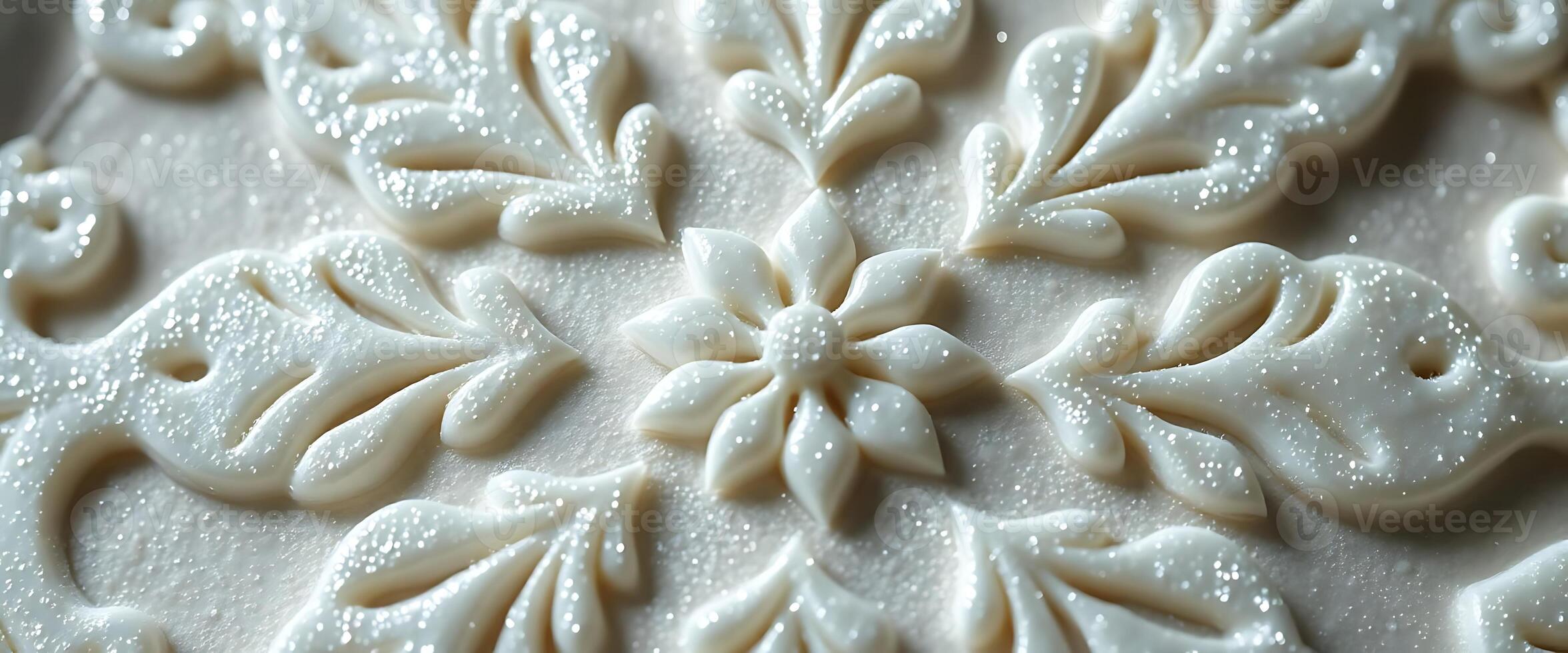 close up of a cake decorated with icing photo