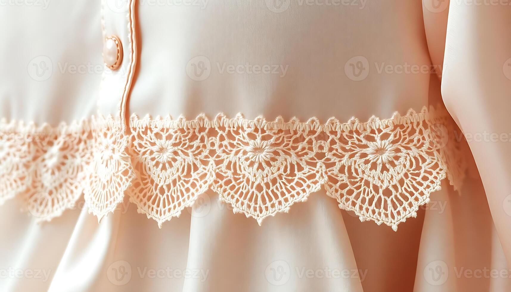 close up of a dress with a lace trim photo