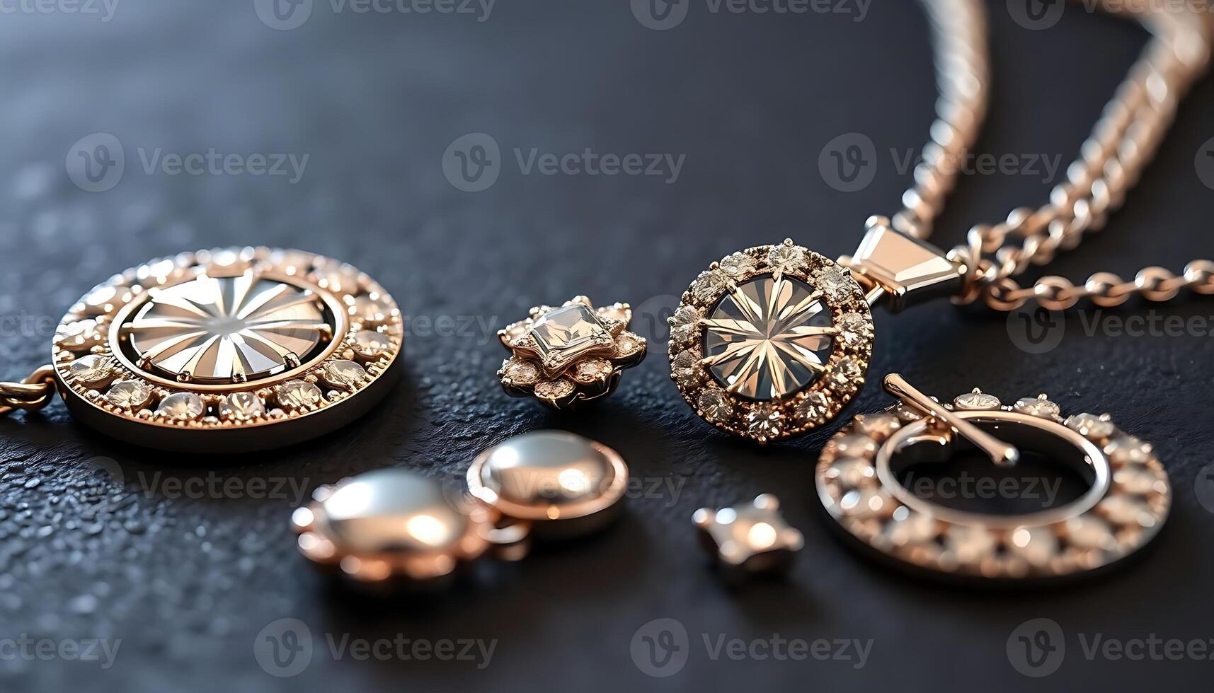 close up of a jewelry set on a table photo