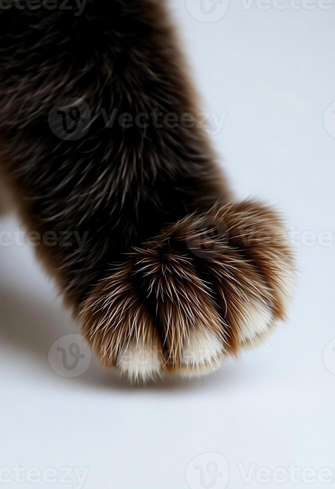 close up of a cat's paw on a white surface photo