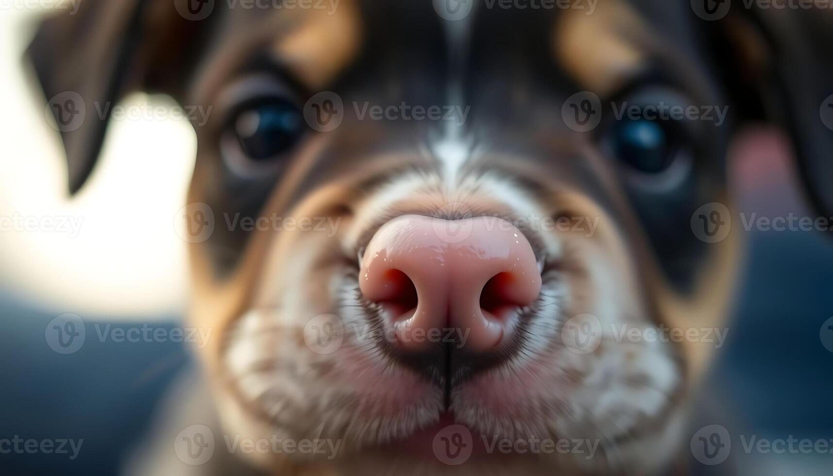 close up of a dog's nose with a blurry background photo
