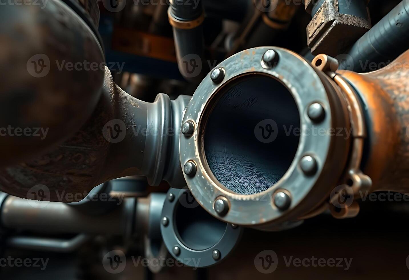 close up of a metal pipe and pipes photo