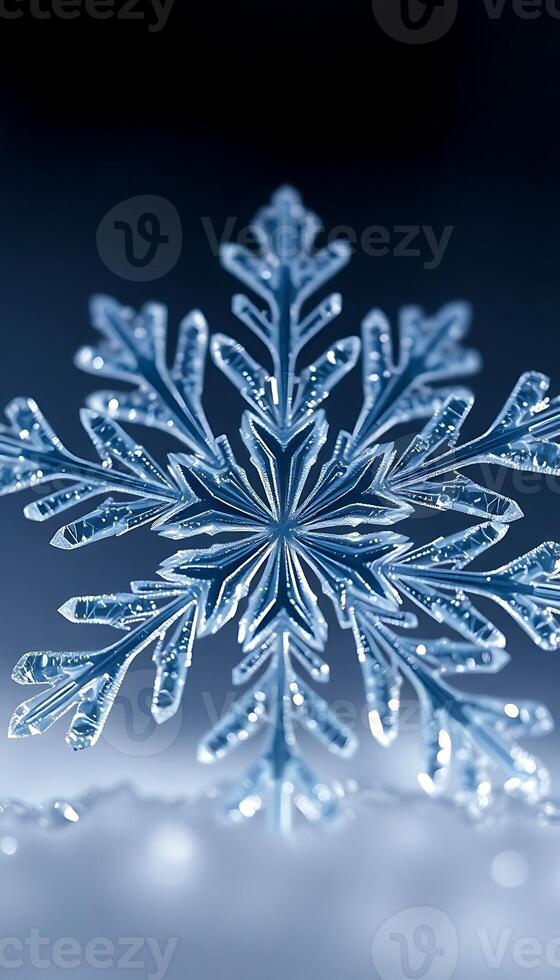 close up of a snowflake in the snow photo